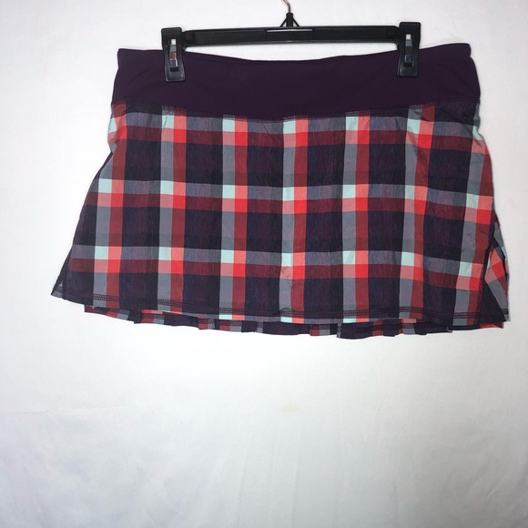Lululemon Run Pace Setter Skirt Wheezy Check SZ 10 - Picture 2 of 7